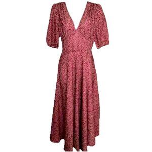 SHEIN Classy V-Neck Ruched Sleeve Ditsy Floral Dress